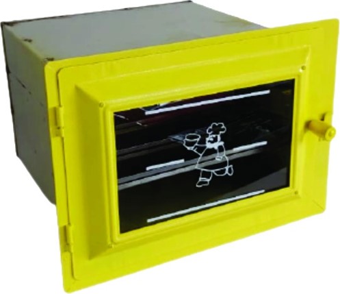 forno com tampa de vidro amarelo